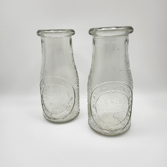 Heritage Company Other - Set of two (2) Heritage Co. Vintage Milk Bottles. Roughly 5x3.5 inches.  Cute!